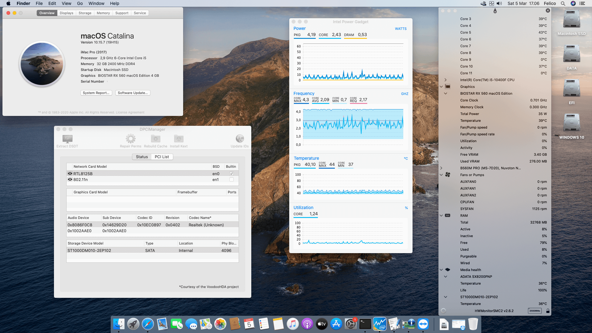 Success Hackintosh macOS Catalina 10.15.7 Build 19H15 in MSI B560M Pro + Intel Core i5 10400F + Biostar RX 560